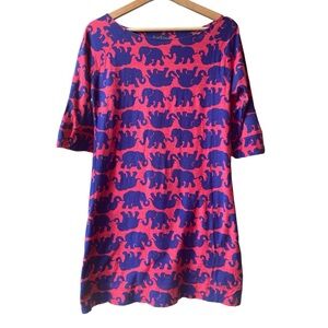 Lilly Pulitzer Pink and Blue Elephant dress. 3/4 sleeve cotton dress. Size XS
